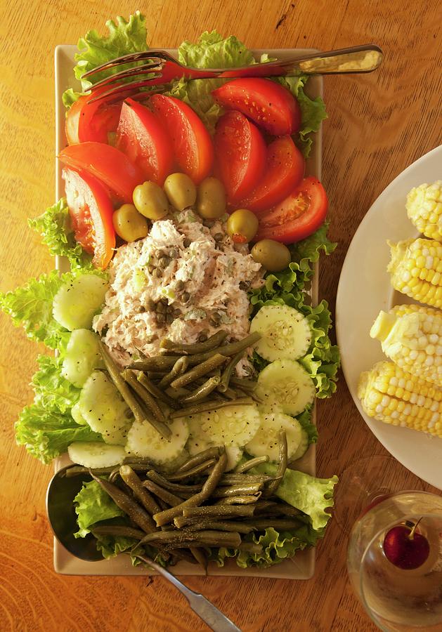 Summer Tuna Fish Salad With Vegetables Photograph by William Boch