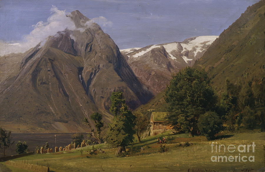 Summerday, Balestrand, 1865 Painting by Amaldus Nielsen