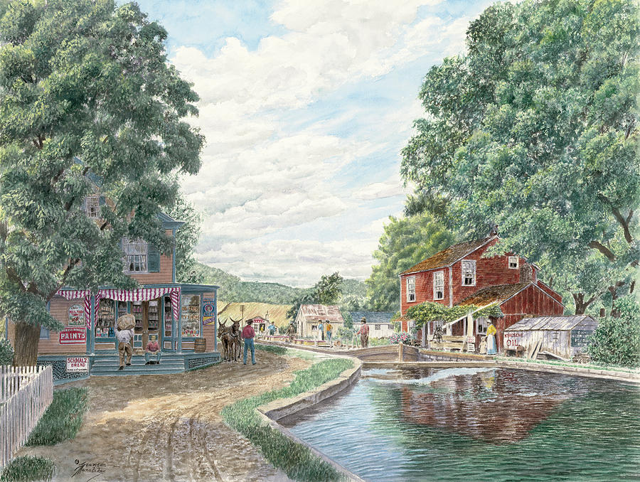 Vintage Painting - Summertime: Morris Canal by Stanton Manolakas