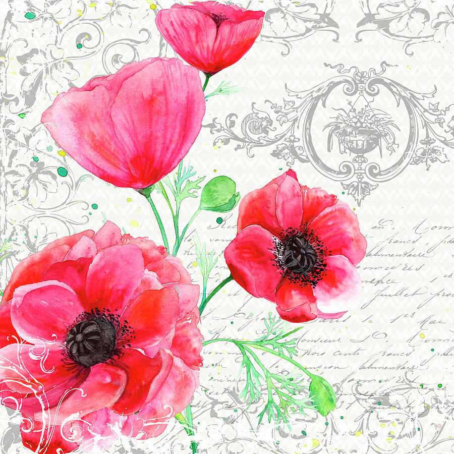 Flower Painting - Summertime Poppies Iv by Irina Trzaskos Studio