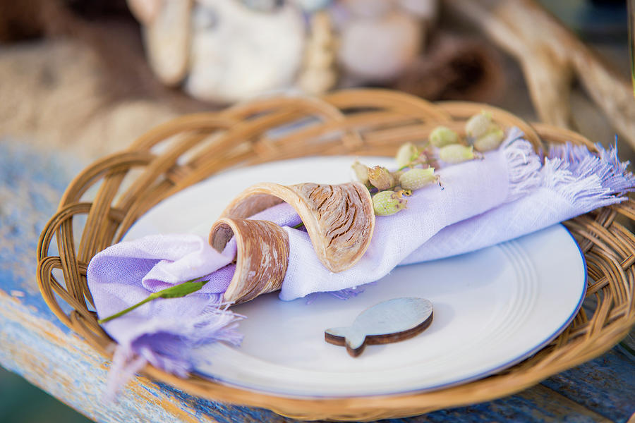 Summery Place Setting With Fish Motif Photograph by Bildhbsch