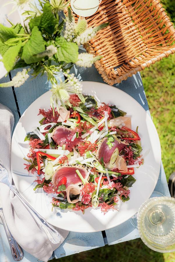 Summery Tuna Salad With Algae, Daikon And Cucumber Photograph by Winfried Heinze
