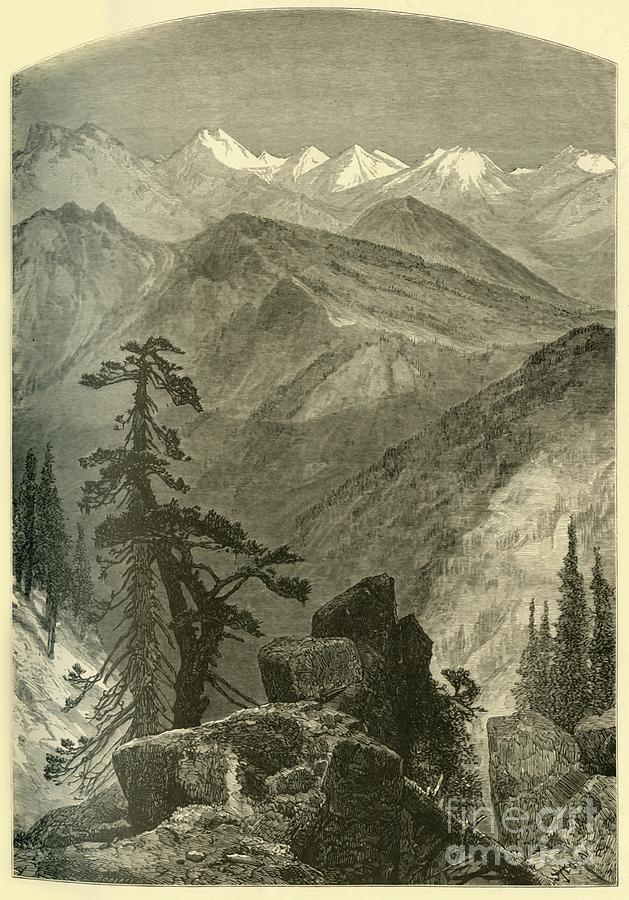 Black And White Drawing - Summit Of The Sierras by Print Collector