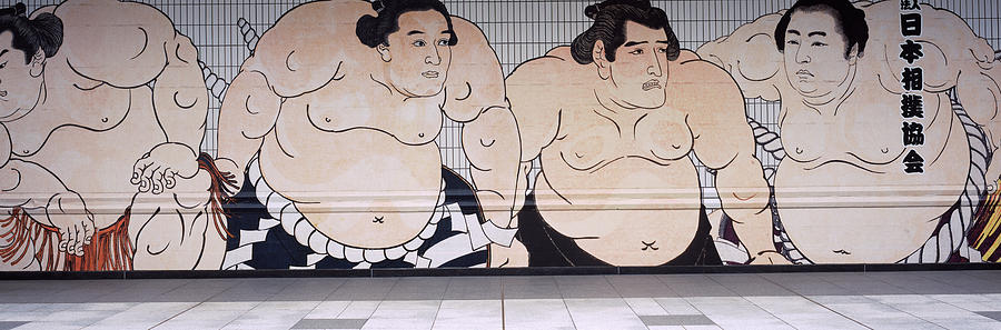 Sumo Wrestling Mural On A Wall, Ryogoku Photograph by Panoramic Images