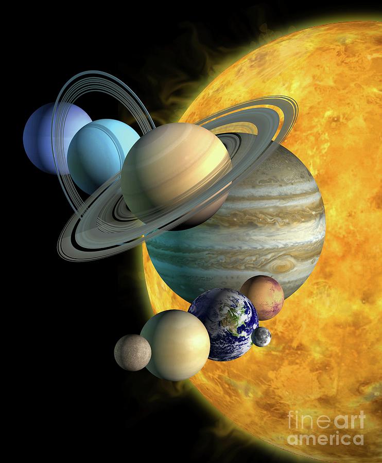 Sun And Its Planets Photograph by Tim Brown/science Photo Library