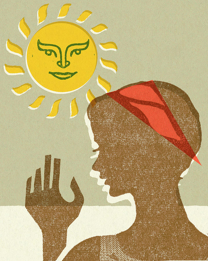 Summer Drawing - Sun and Profile of Woman by CSA Images