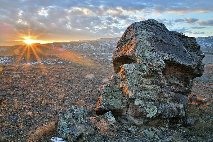 Sun Beams onto Boulder on Ruby Mountain Photograph by Ray Mathis
