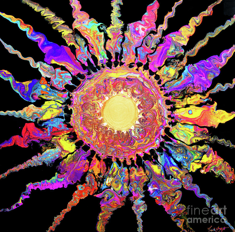 Sun feathers 2858 Painting by Priscilla Batzell Expressionist Art Studio Gallery