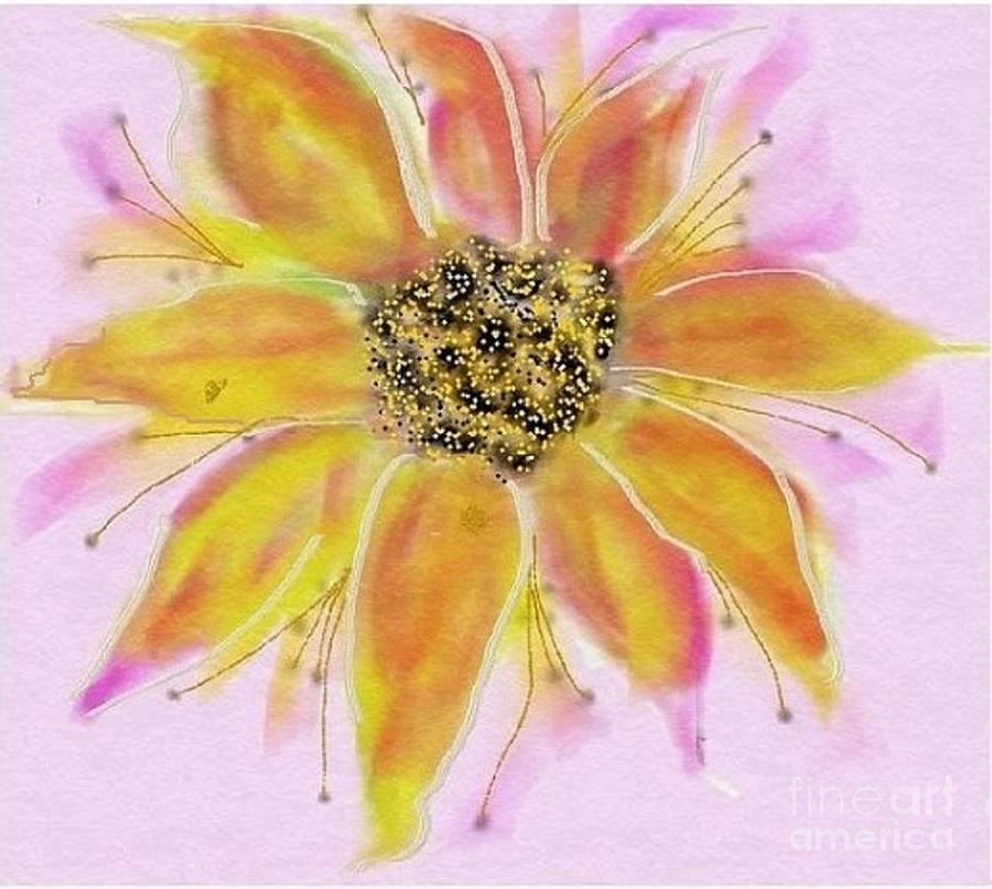 Sun Flower Soft Pink II Painting by Monica Mitchell