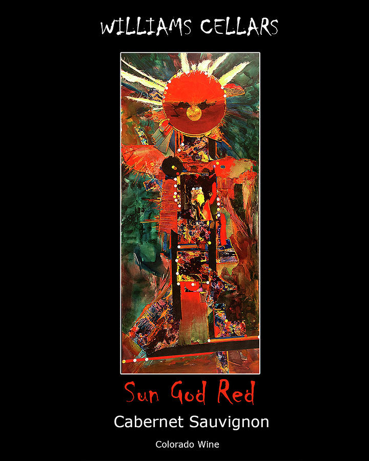 Sun God Red Wine Label Painting by Williams Cellars