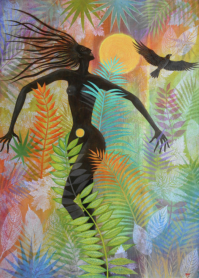 Sun Kiss Eagle Woman Jungle Bliss Painting by Jennifer Baird