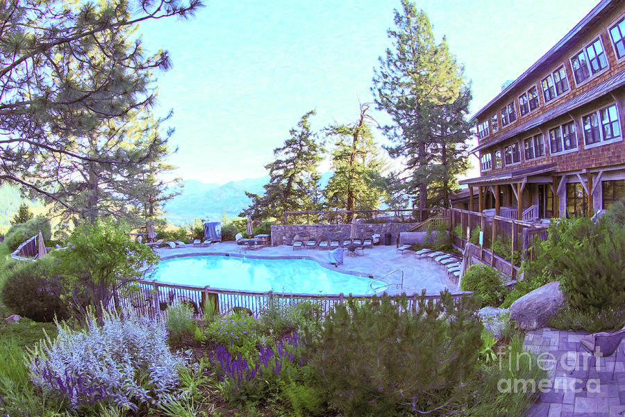Sun Mountain Lodge Pool with a View of the North Cascade Mountain Range Photograph by Omaste Witkowski