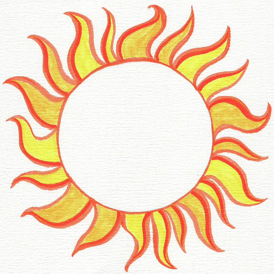 Sun Orb Glowing Watercolor Painting by Irina Sztukowski