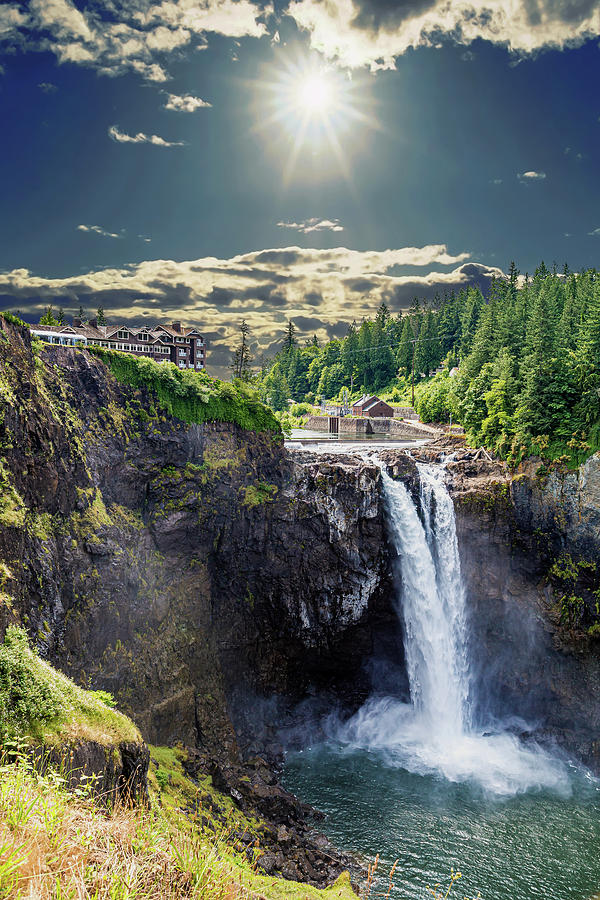 Sun over Snoqualmie Falls Photograph by Darryl Brooks