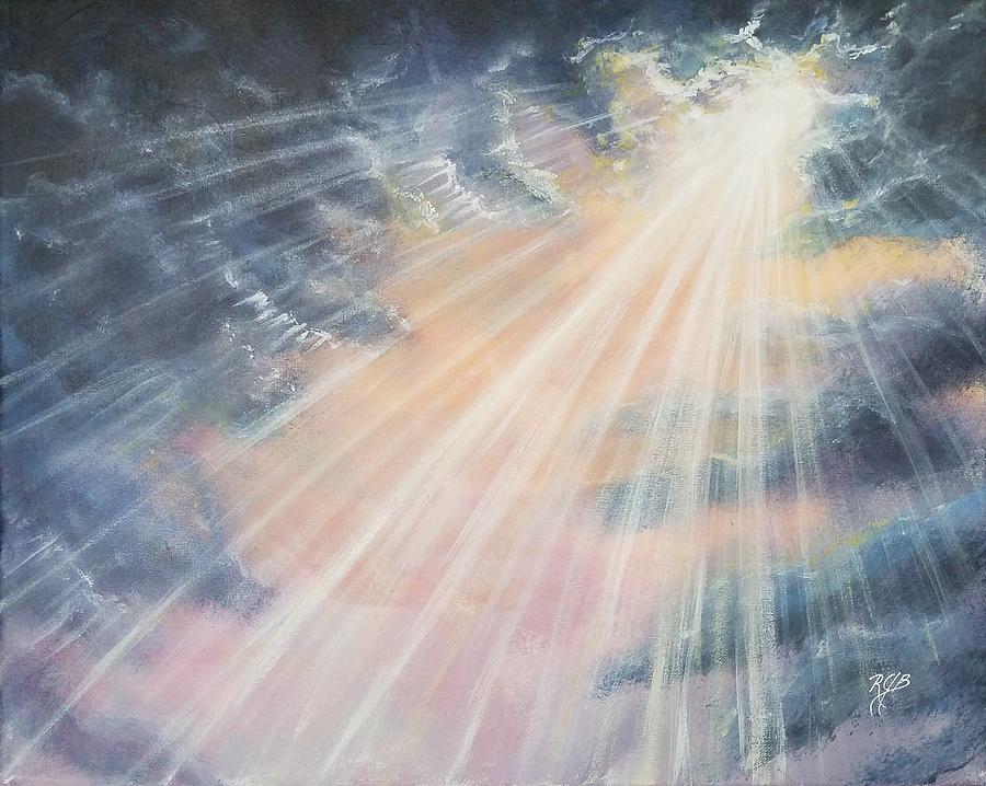 Sun Rays  Light  From Heaven Painting  by Rick Berube