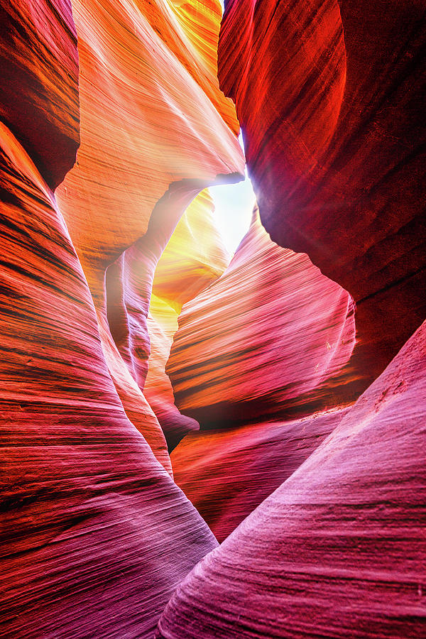 Sun Rays Shining The Rocks In The Inner Canyon Of Antelope Canyon Photograph