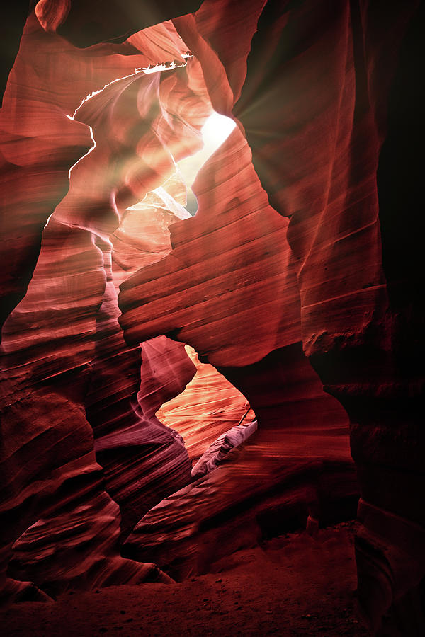 Sun Rays Shining Through Caves In The Antelope Canyon Photograph