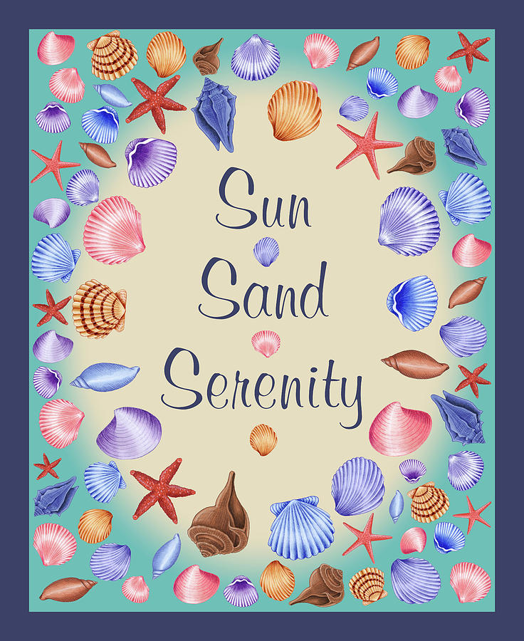 Typography Digital Art - Sun Sand Serenity by Kimura Designs