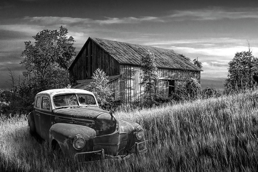 Sun sets on the past with only memories left in Black and White. Photograph by Randall Nyhof