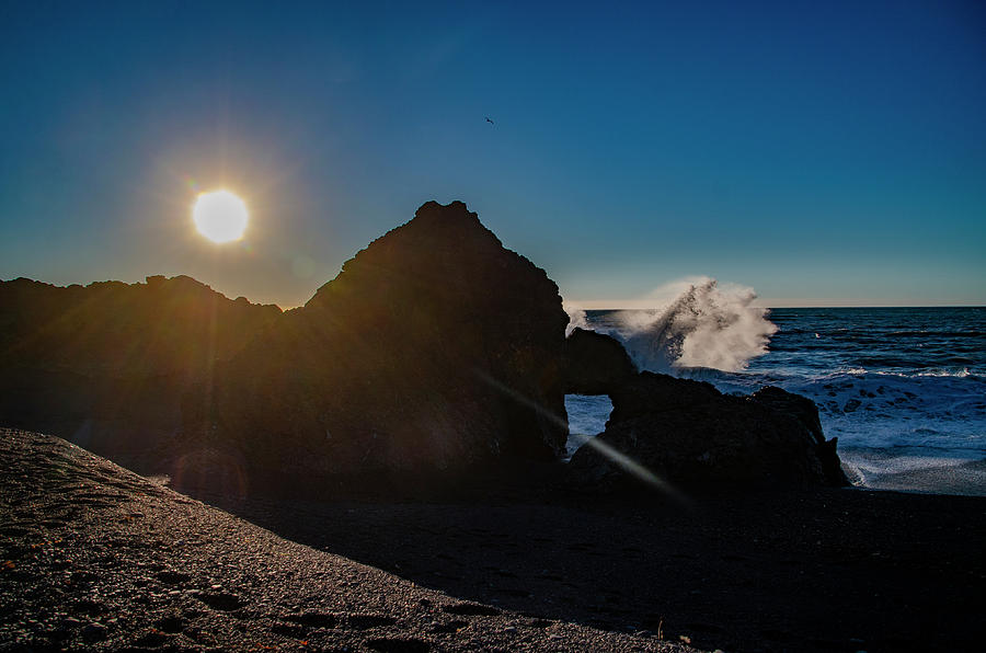 Sun Setting on Black Sands Beach - Shelter Cove California Photograph by Bill Cannon