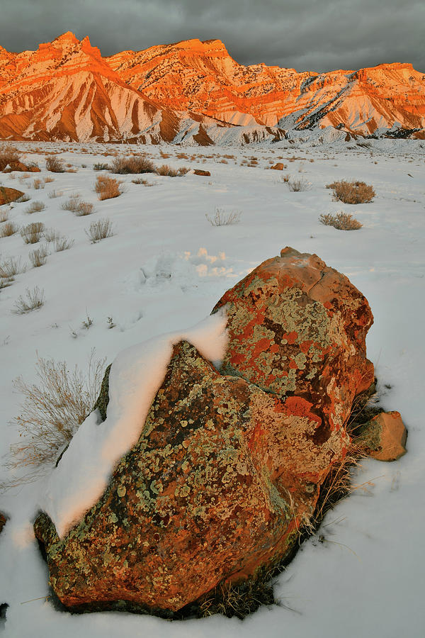 Sun Setting on Snow Covered Book Cliffs Photograph by Ray Mathis