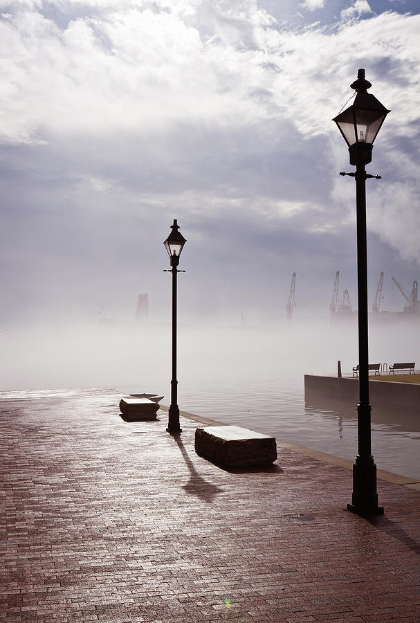 Sun Shines Through Fog On Baltimore Photograph by Brian Eden