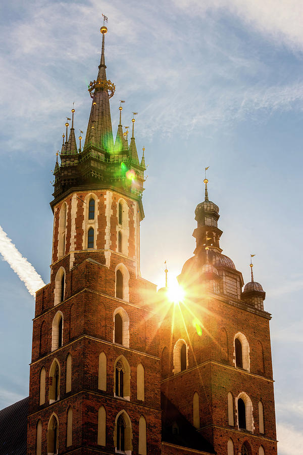 Sun Shining at St Mary Basilica in Krakow Photograph by Artur Bogacki