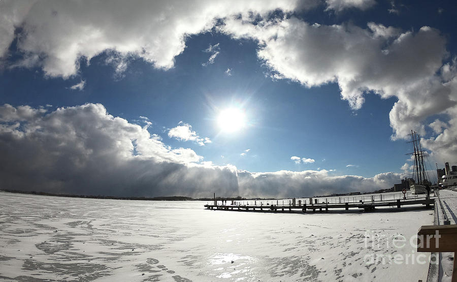 Sun Shining Over Frozen Lake Photograph by Charline Xia