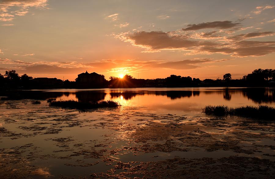 Sun Sinking Across the Pond Photograph by RD Erickson