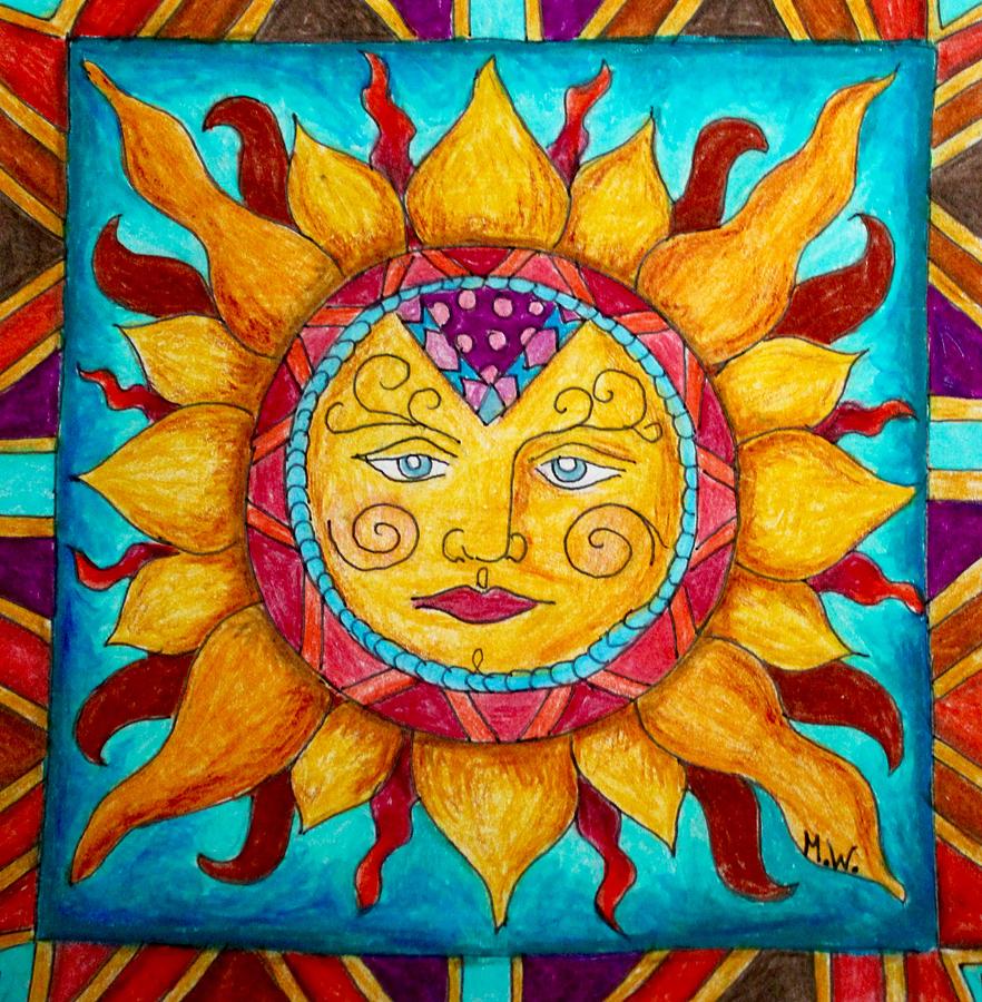 Sun tile Drawing by Megan Walsh