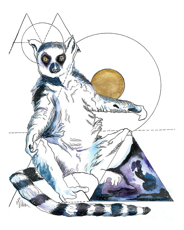 Space Painting - Sun Worship Ring Tailed Lemur by D Renee Wilson