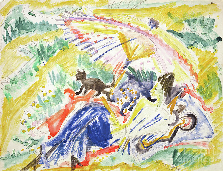 Sunbathing, 1919 Painting by Ernst Ludwig Kirchner