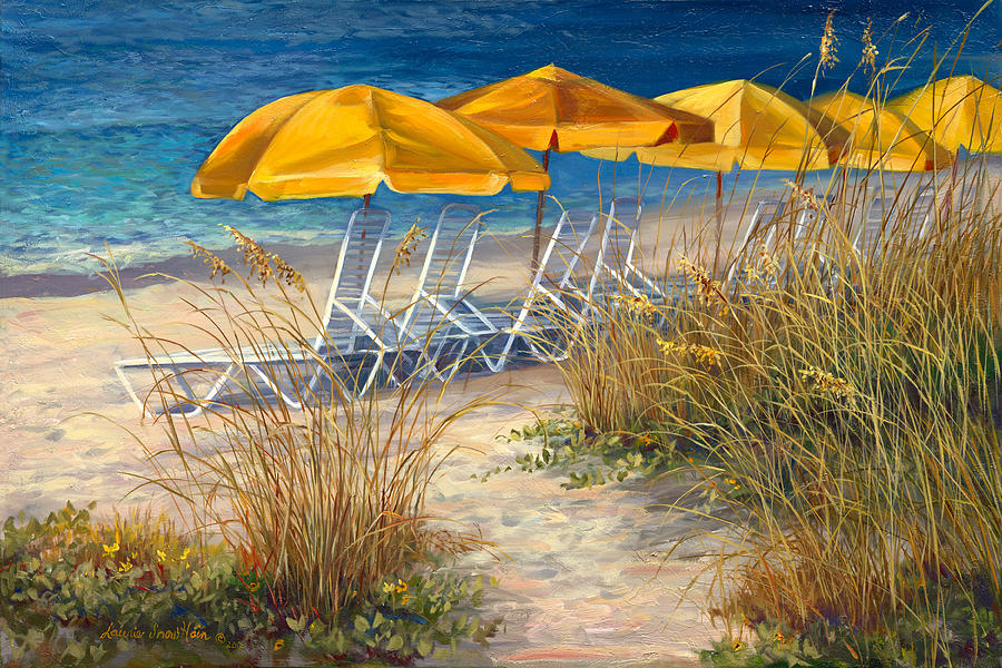 Beach Landscapes Painting - Sunbrellas by Laurie Snow Hein
