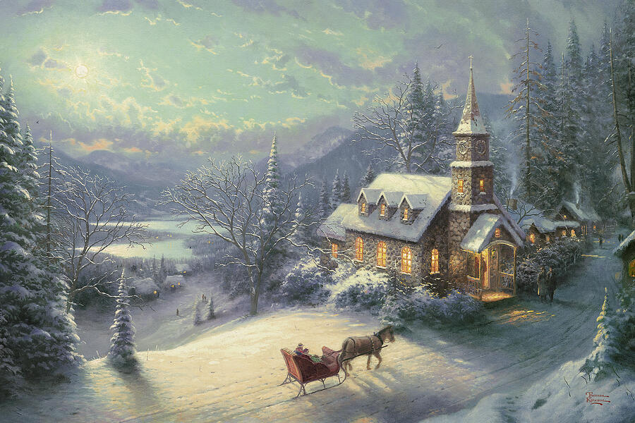 Sunday Evening Sleigh Ride Painting by Thomas Kinkade Sunday Evening Sleigh Ride Painting by Thomas Kinkade