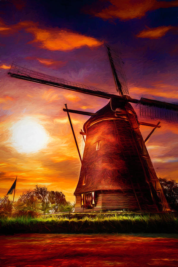 Sundown over Holland Painting Photograph by Debra and Dave Vanderlaan