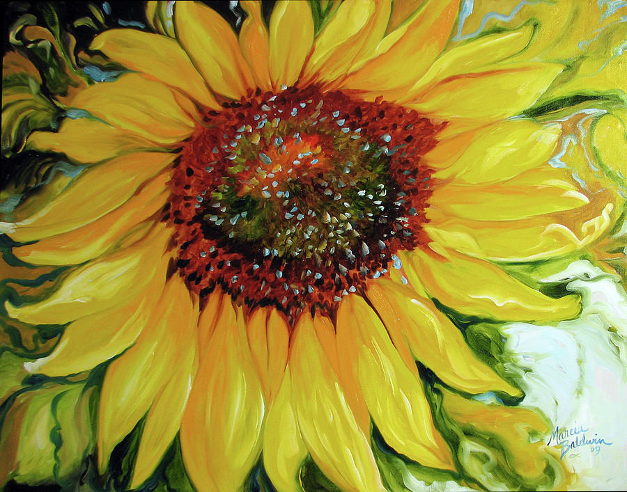 Sundown Sunflower Painting by Marcia Baldwin - Fine Art America