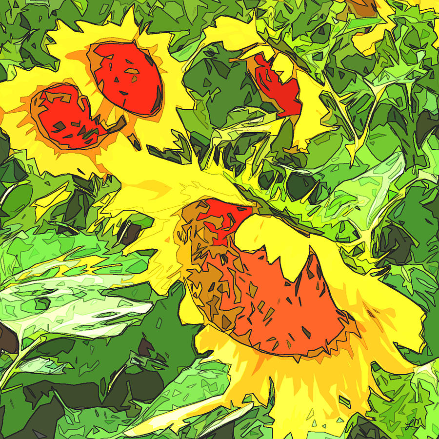 Sunflower Abstract Two Digital Art by Linda Mears