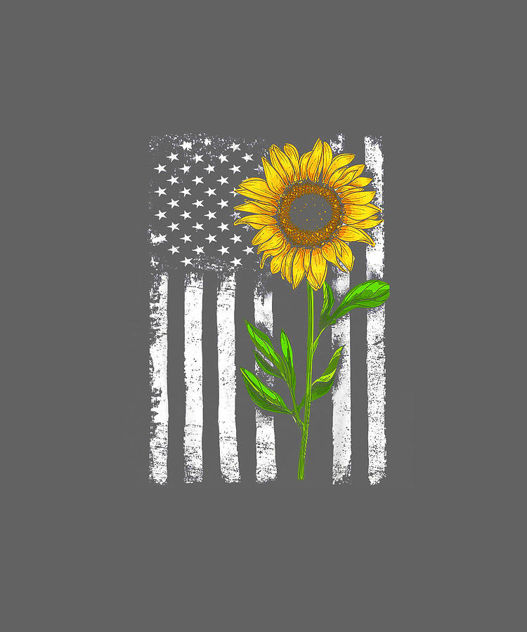 Sunflower American Flag Patriotic 4th Of July Shirt Digital Art By Do David 3264