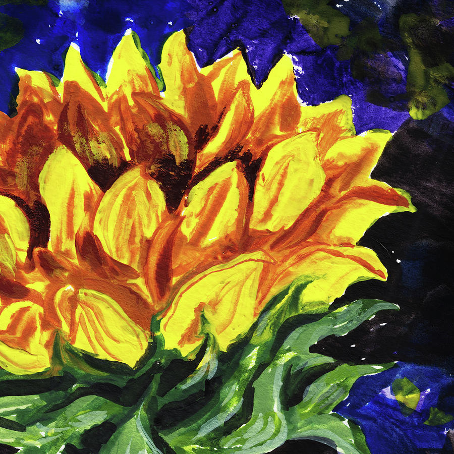 Sunflower Art Floral Impressionism Painting
