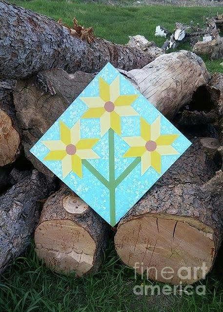 Sunflower Barn Quilt Painting By Rose Mapel