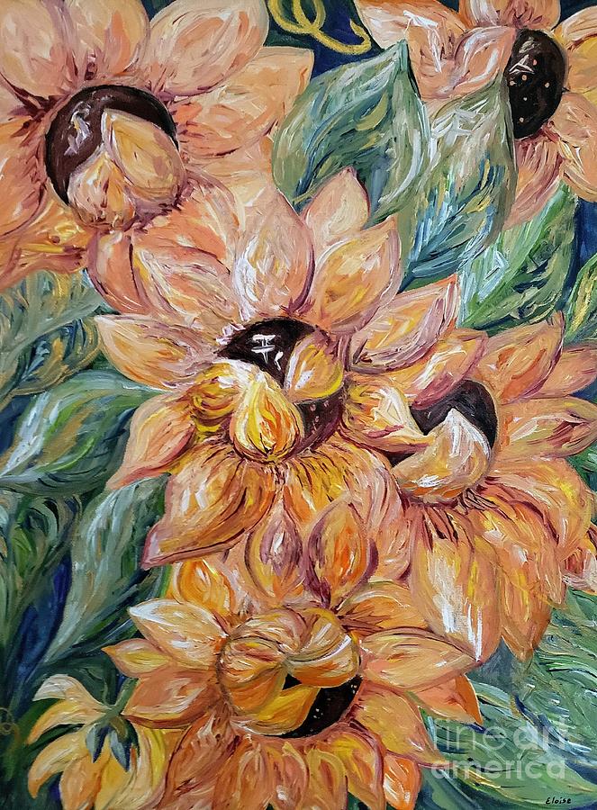 Sunflower Blitz Painting by Eloise Schneider Mote