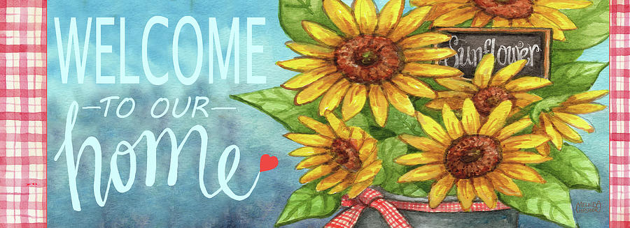 Typography Painting - Sunflower Bucket Mail by Melinda Hipsher