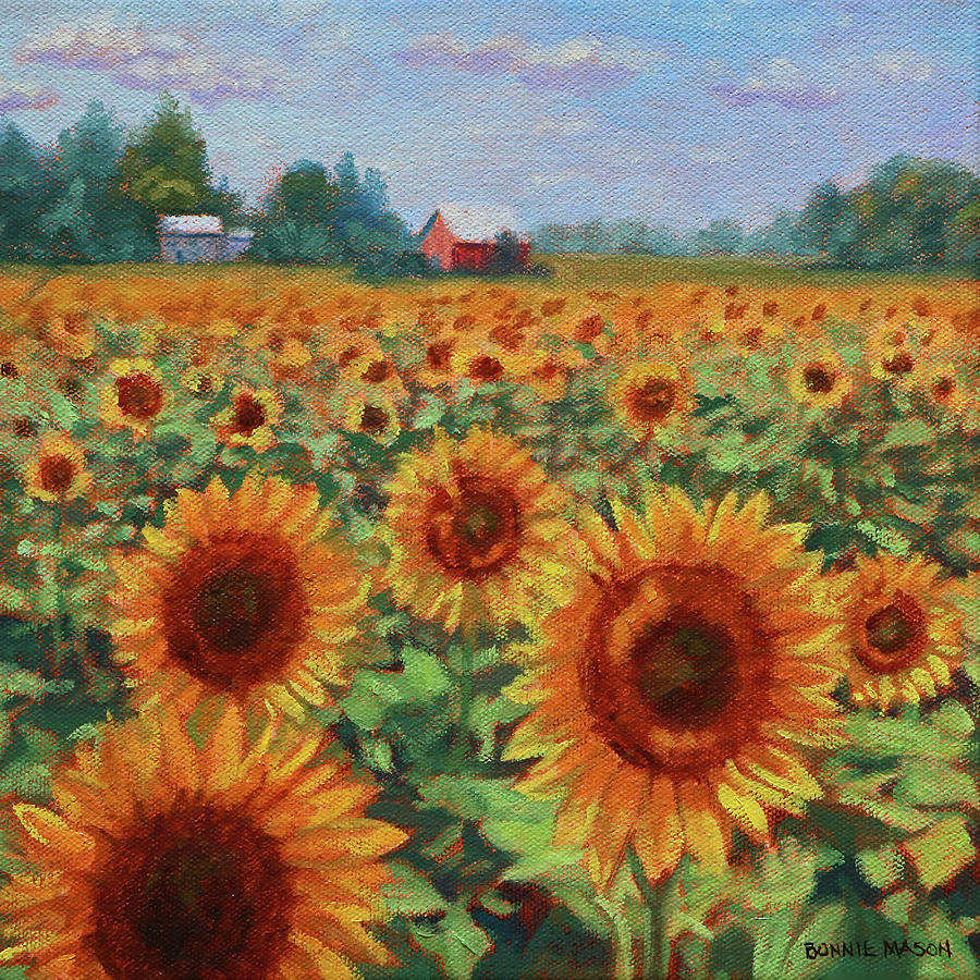 Sunflower Farm Painting by Bonnie Mason