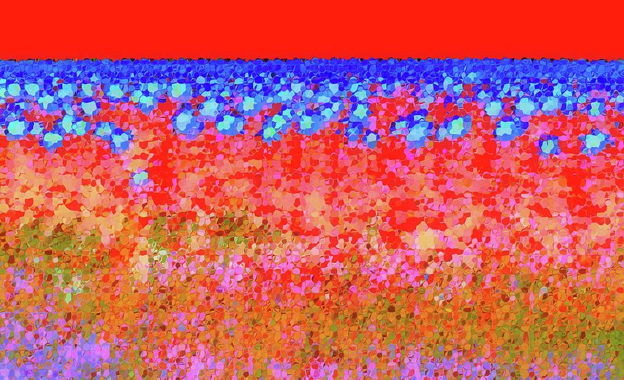 Sunflower Field In Red Digital Art by Ann Johndro-Collins