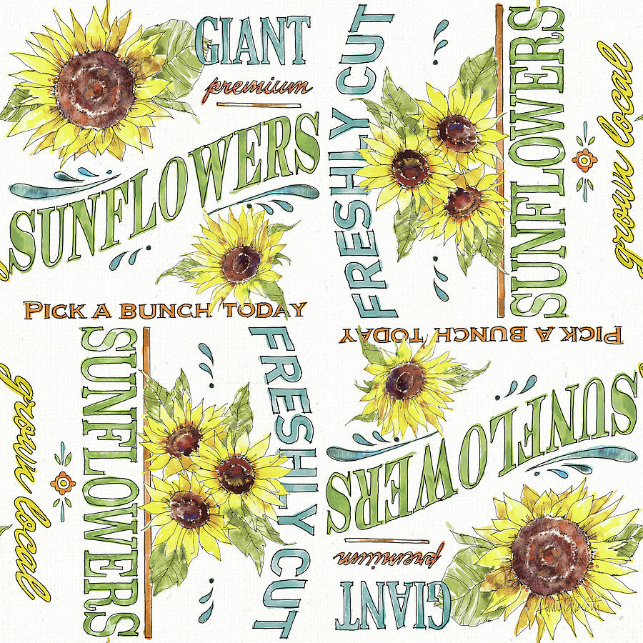 Sign Painting - Sunflower Fields Pattern IIi by Anne Tavoletti