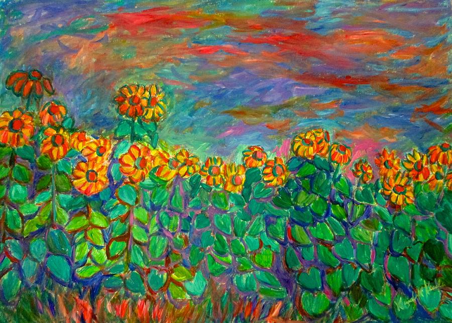Sunflower Frenzy Painting by Kendall Kessler