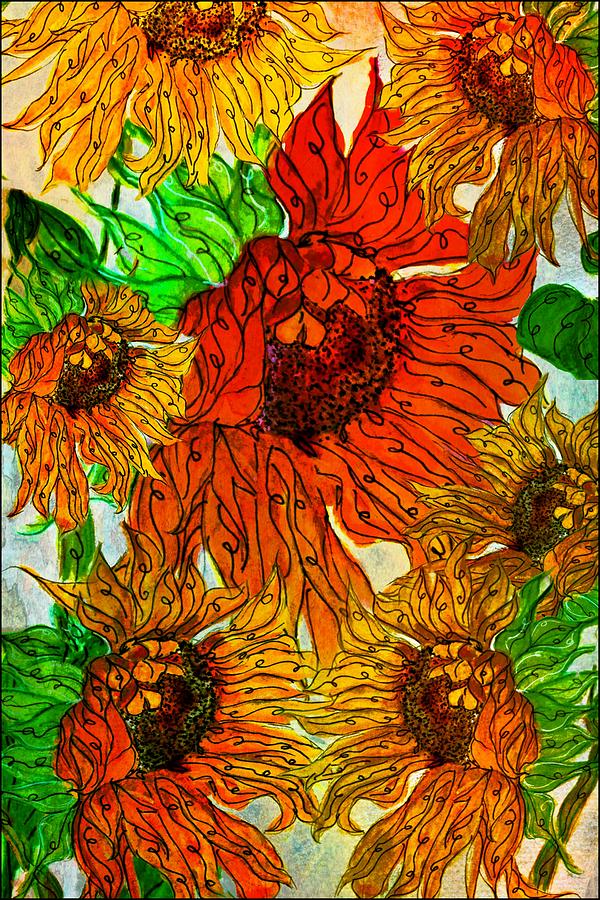 Sunflower Garden Painting by Barbara Chichester