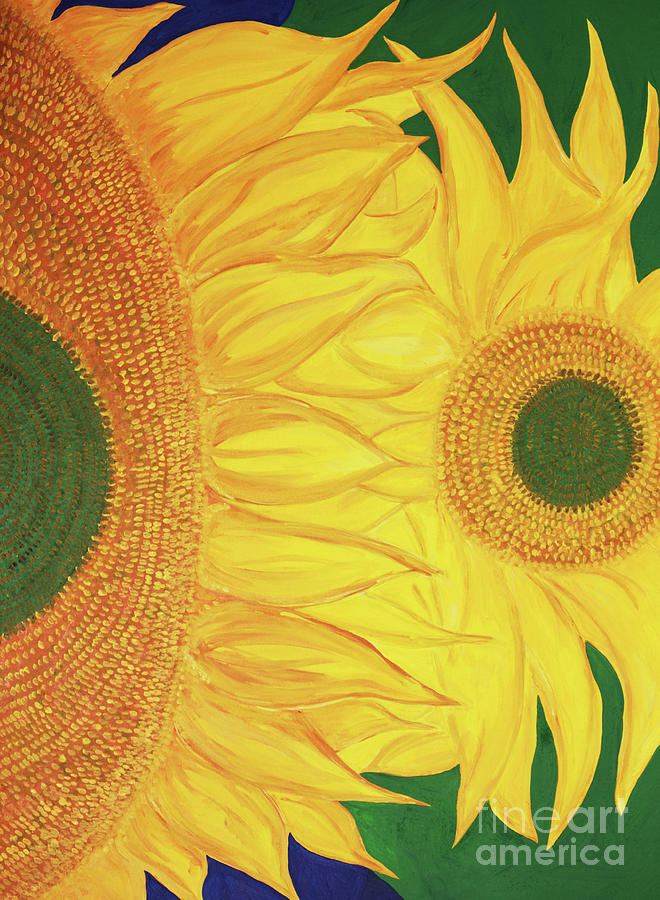 Sunflower Green Vertical Painting by Carrie Godwin