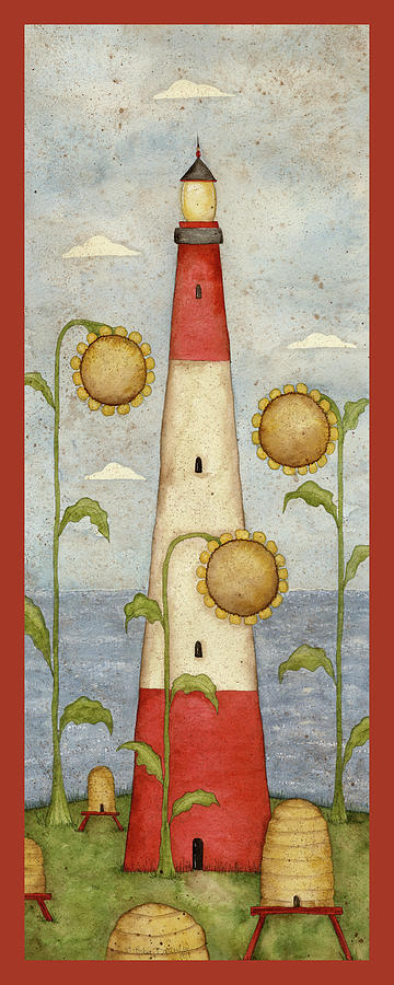 Sunflower Lighthouse Painting by Robin Betterley