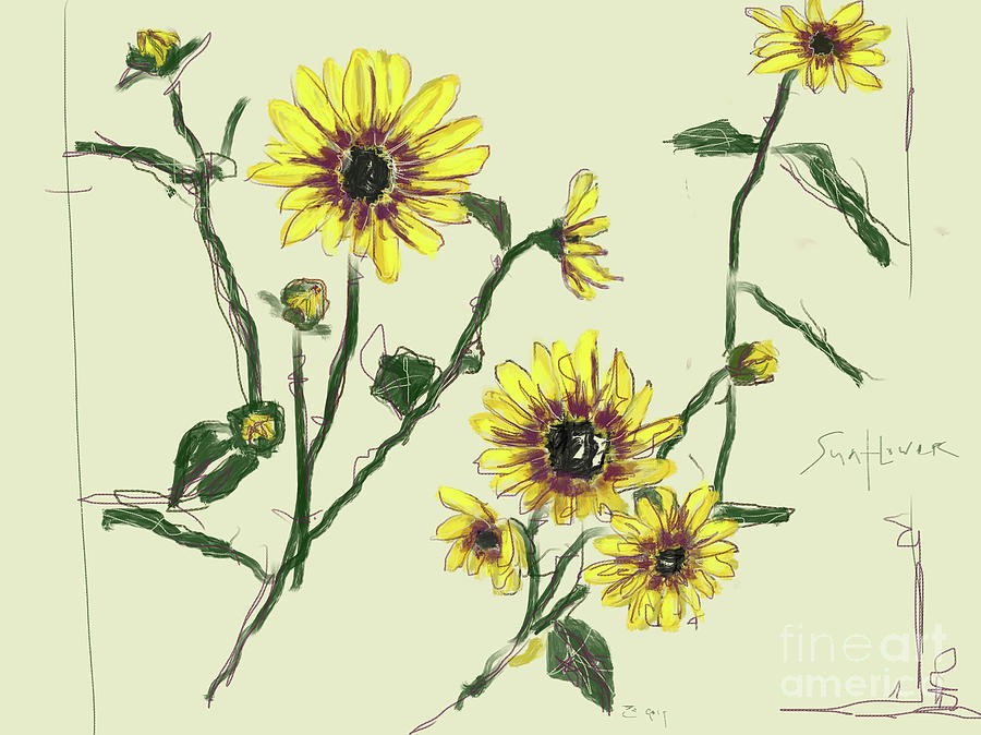 Sunflower Madness Painting by Go Van Kampen